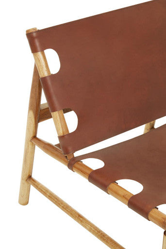 Kendari Antique Brown Leather Sling Chair - PN Home