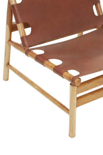 Kendari Antique Brown Leather Sling Chair - PN Home