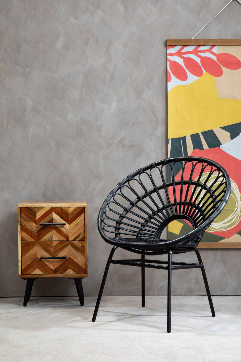 Boho Two Drawer Bedside Table In Mango Wood - PN Home