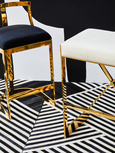 Azalea Ivory Velvet Bar Stool with Gold Finish Base