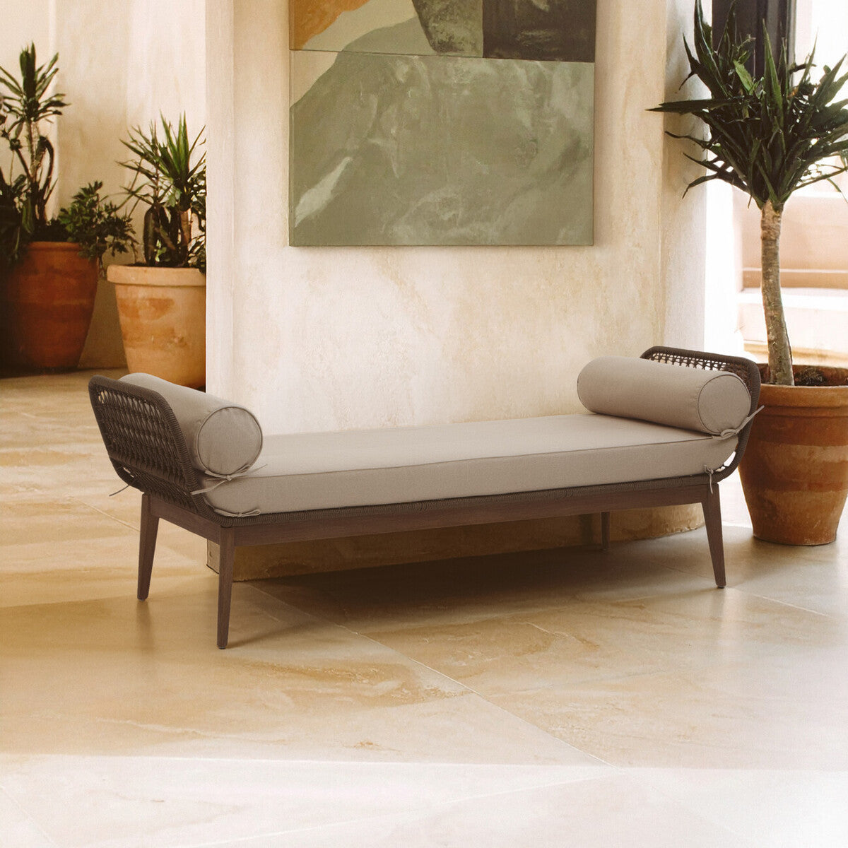 Opus Rope Woven Longue Bench with Cushions - PN Home