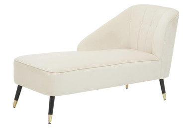Yvette Cream Velvet Chaise Lounge