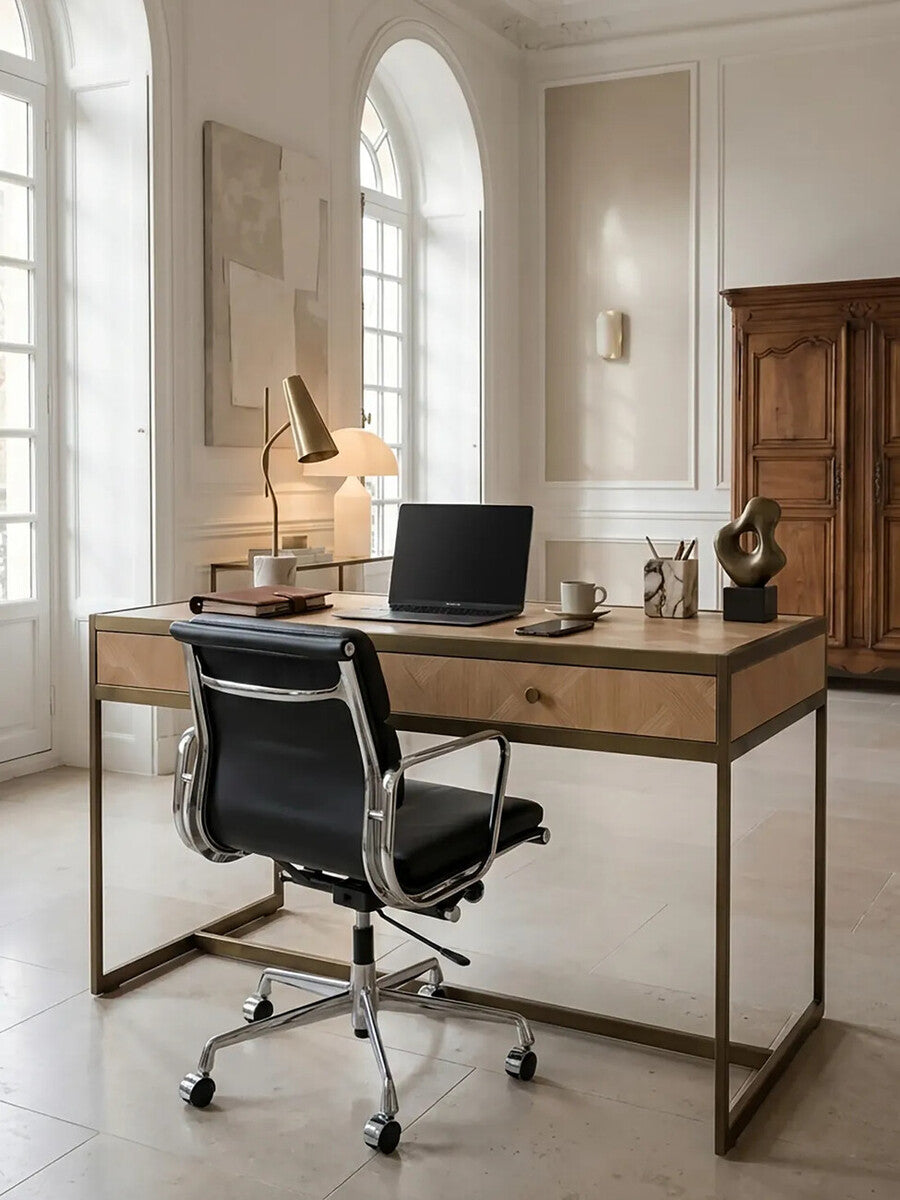 Grenoble Oak Veneer 2 Drawer Desk - PN Home