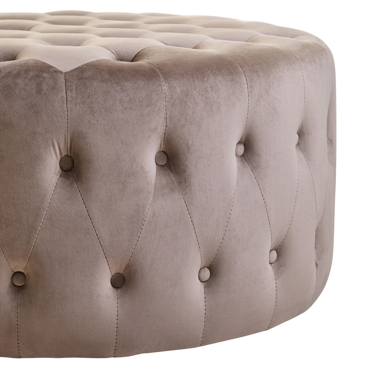 Haley Mink Velvet Large Round Tufted Footstool