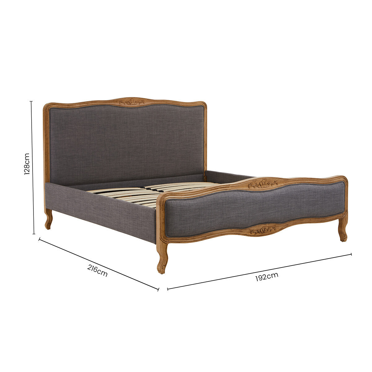 Parkside Grey Fabric Super Kingsize Bed - PN Home