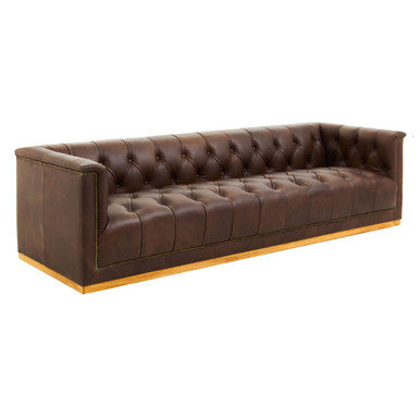 3 Seater Modern Chesterfield Dark Brown Leather Sofa, King - PN Home