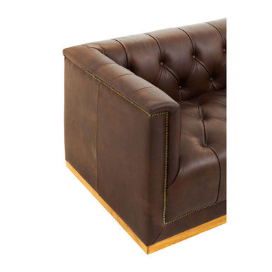 3 Seater Modern Chesterfield Dark Brown Leather Sofa, King - PN Home