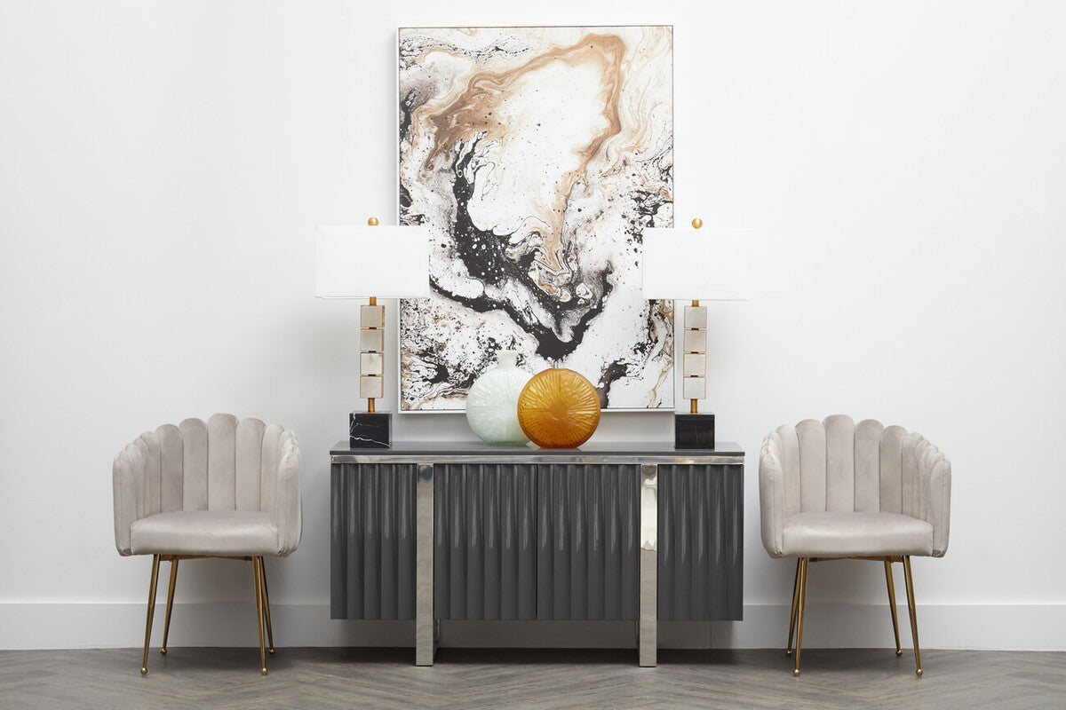 Bari Mink Velvet Scalloped Dining Chair