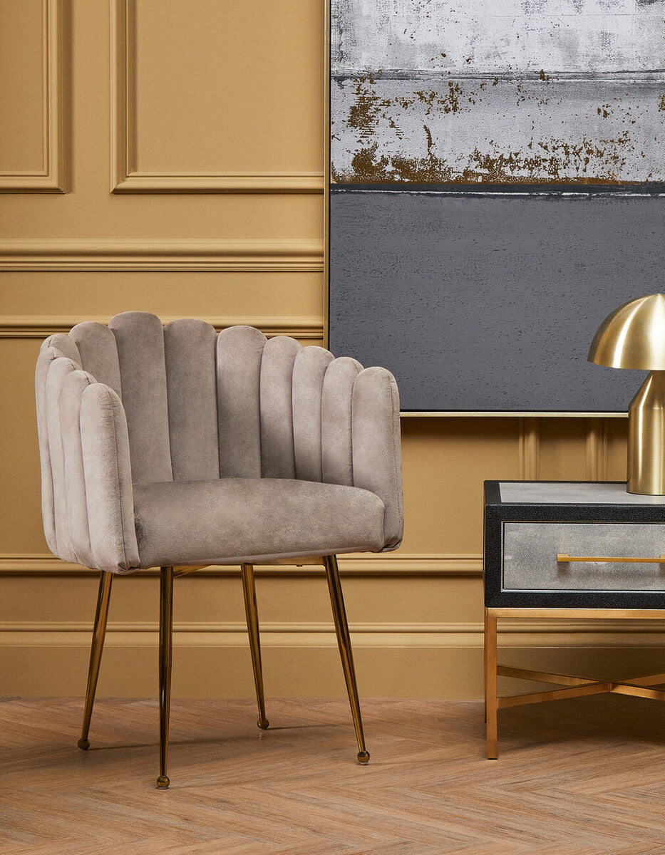 Bari Mink Velvet Scalloped Dining Chair