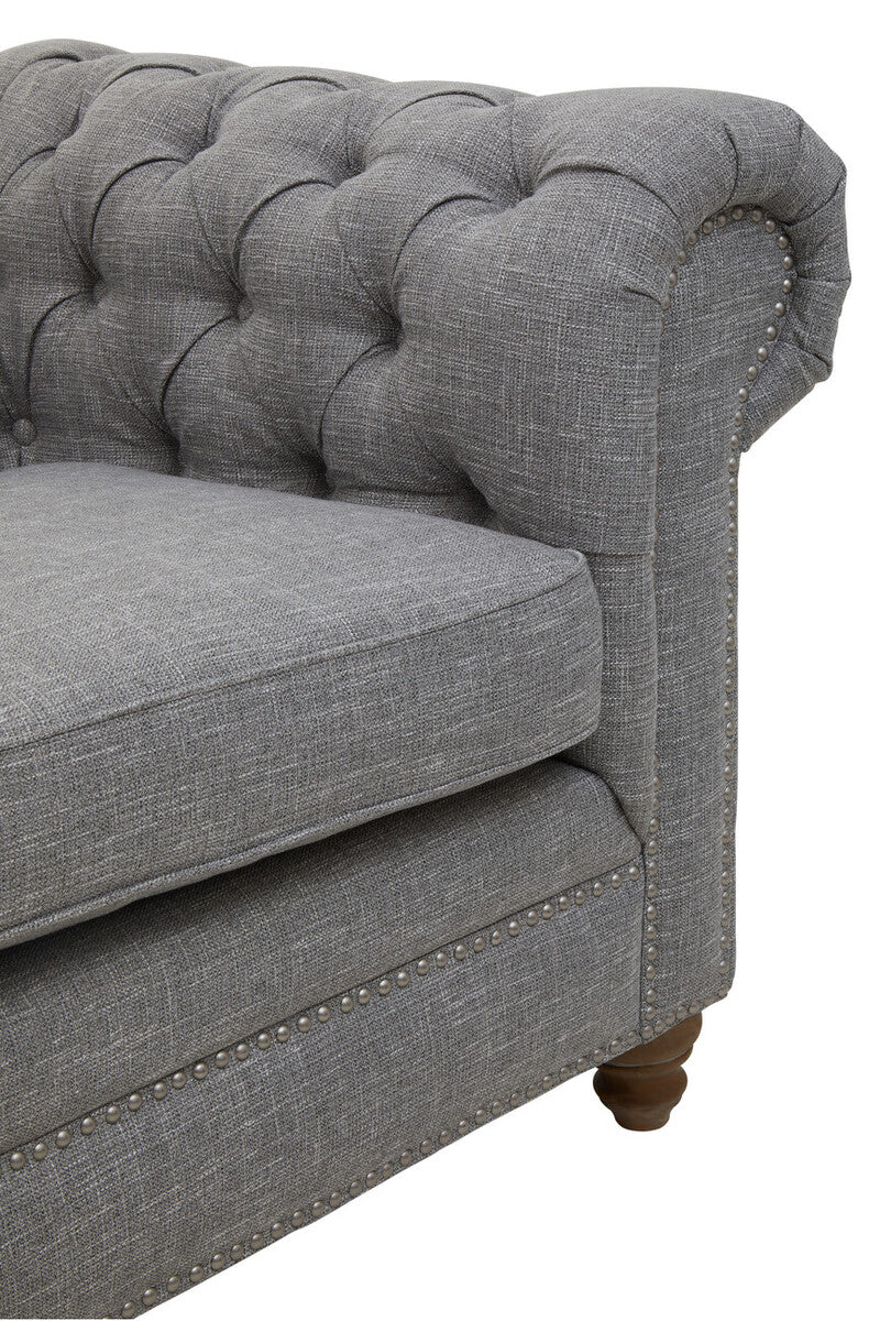 Stella Three Seat Grey Linen Sofa