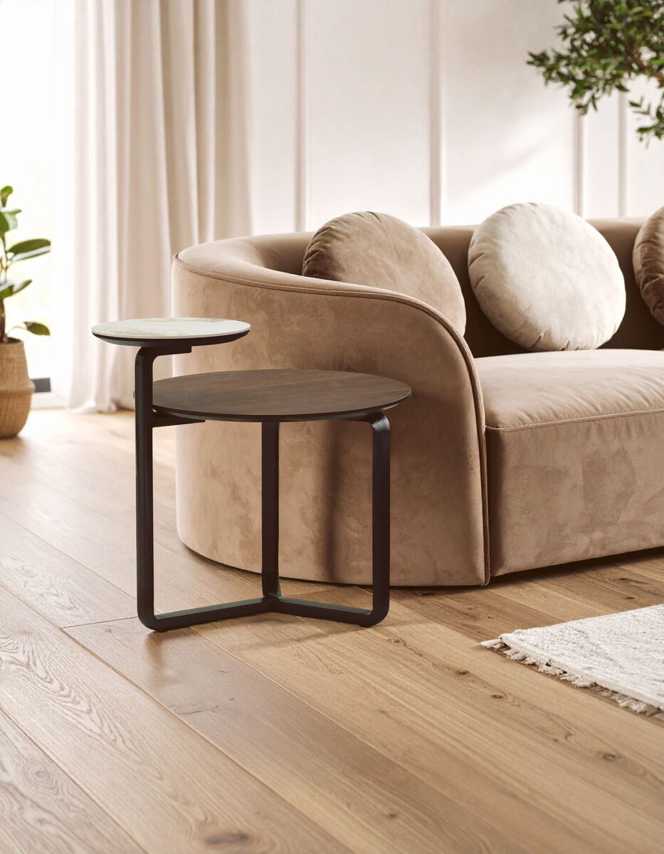 Imperia 2 Tier Round Veneer and Ceramic Coffee Table - PN Home