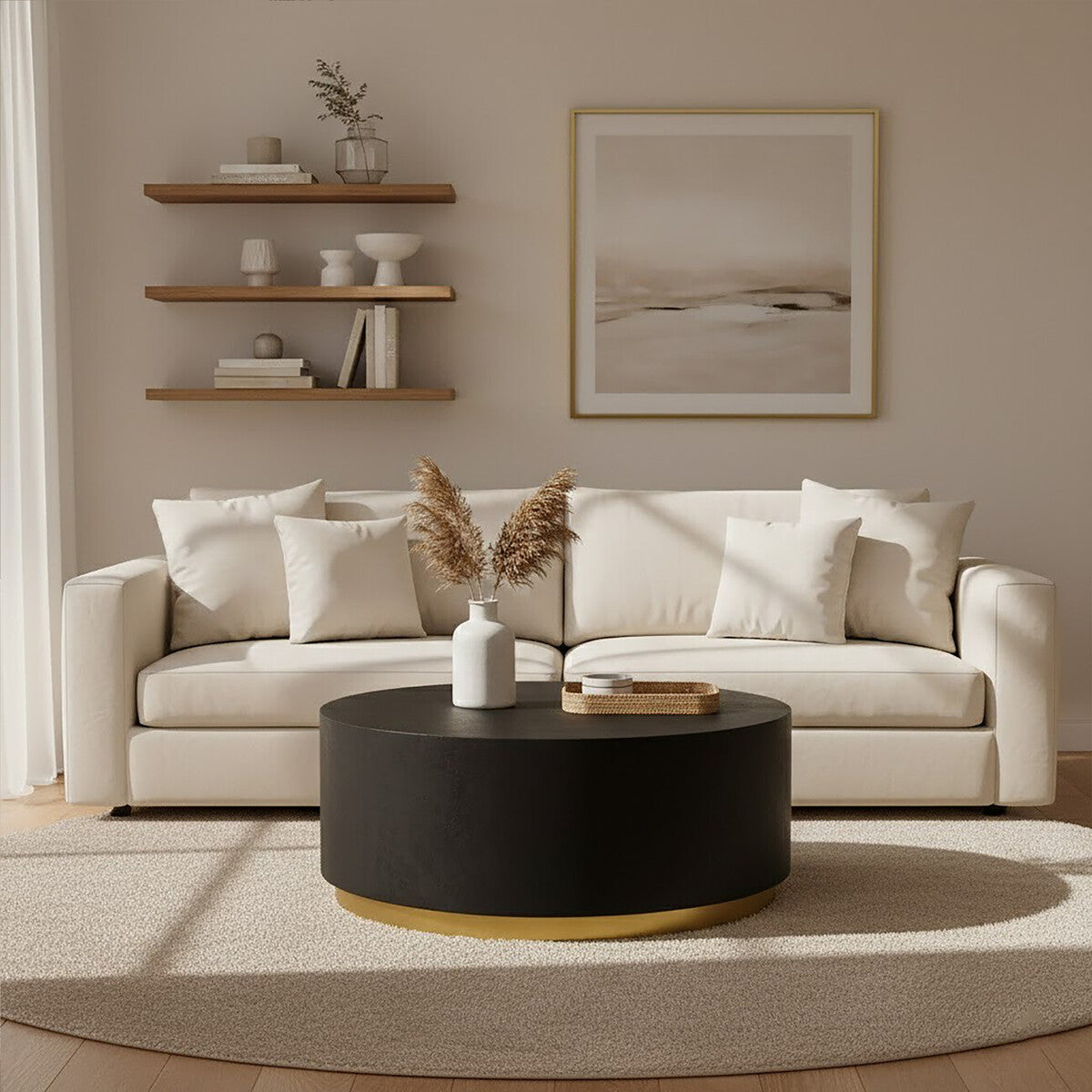 Naro Black And Gold Concrete Look Coffee Table - PN Home