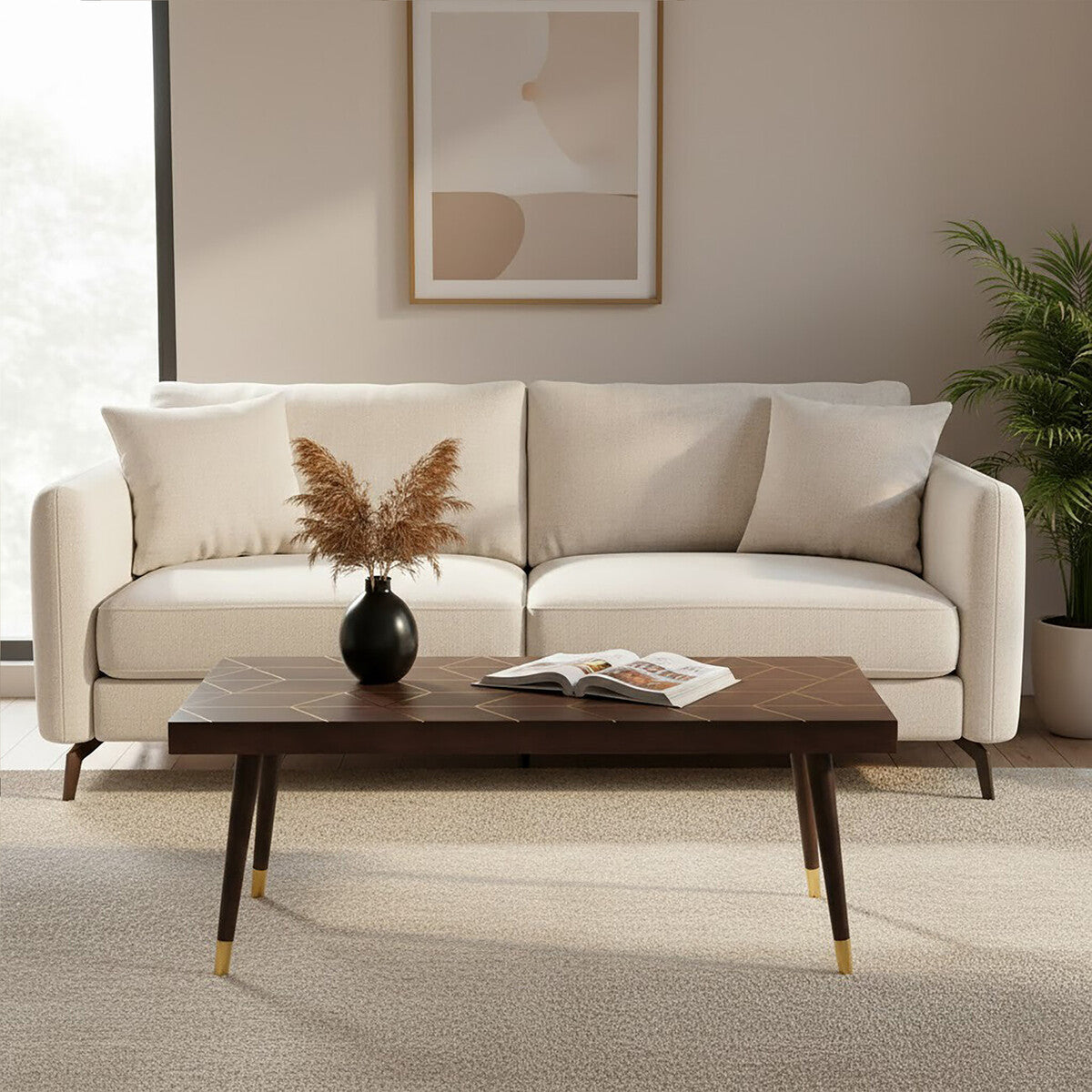 Naro Mango Wood And Gold Finishing Coffee Table - PN Home