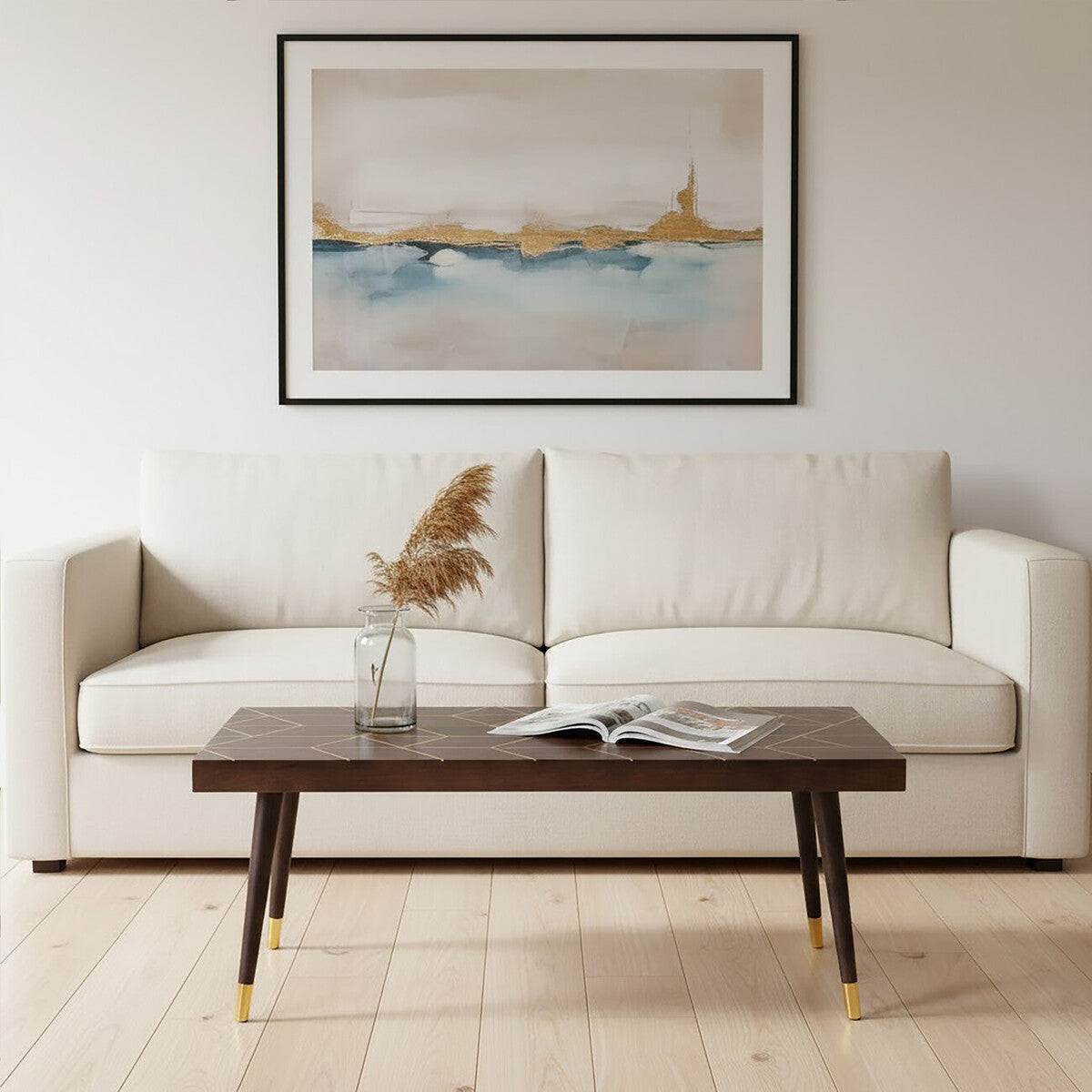 Naro Mango Wood And Gold Finishing Coffee Table - PN Home