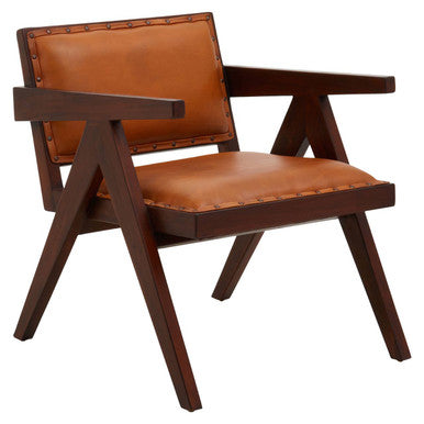 Inca Tan Leather and Teak Frame Dining Chair - PN Home