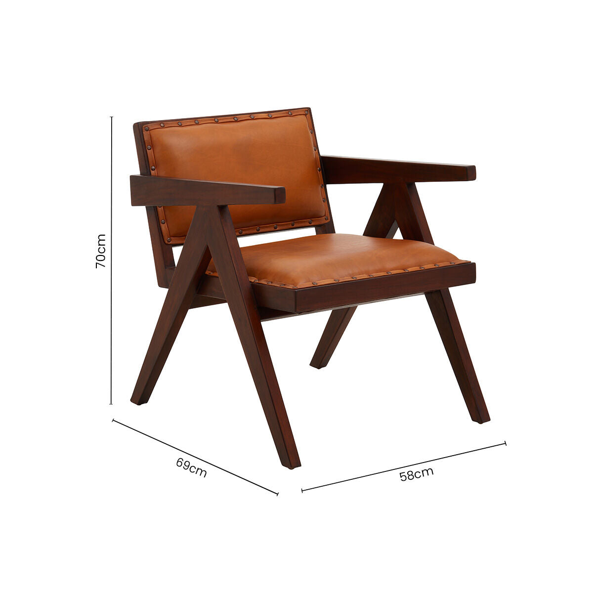 Inca Tan Leather and Teak Frame Dining Chair - PN Home