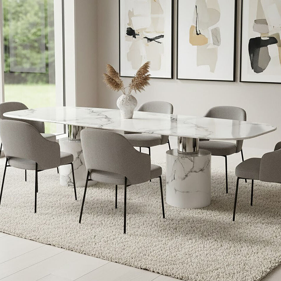 Sesto White Marble Dining Table - PN Home