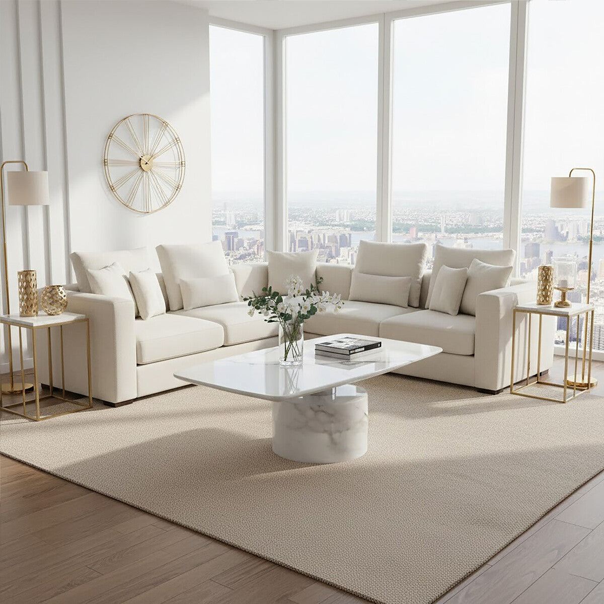 Sesto White Marble Coffee Table - PN Home