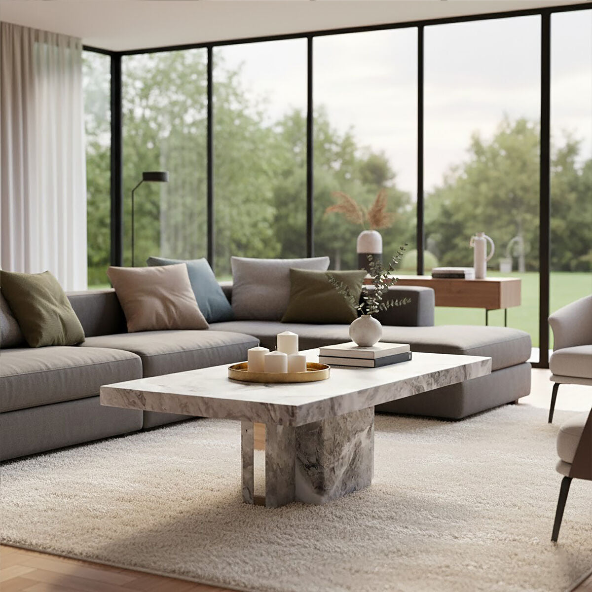 Saronno Grey Marble Coffee Table - PN Home