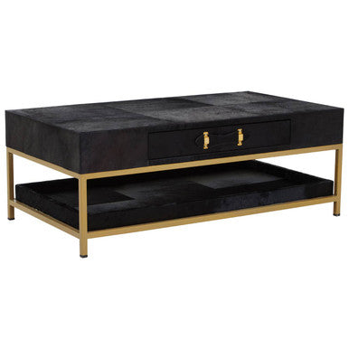 Kensington Townhouse Hair On Leather Black And Gold Coffee Table - PN Home