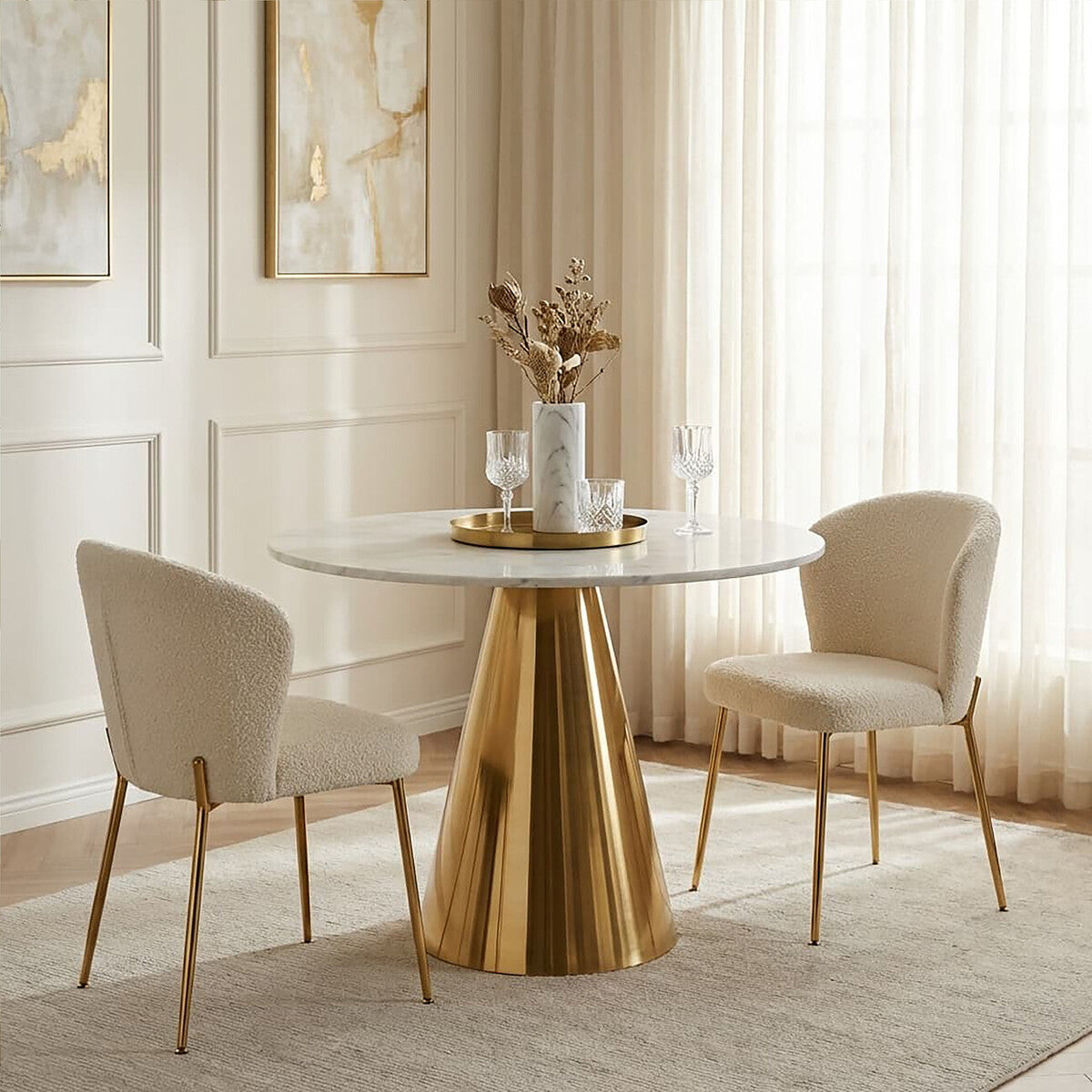 Azalea White Marble Top Dining Table - PN Home