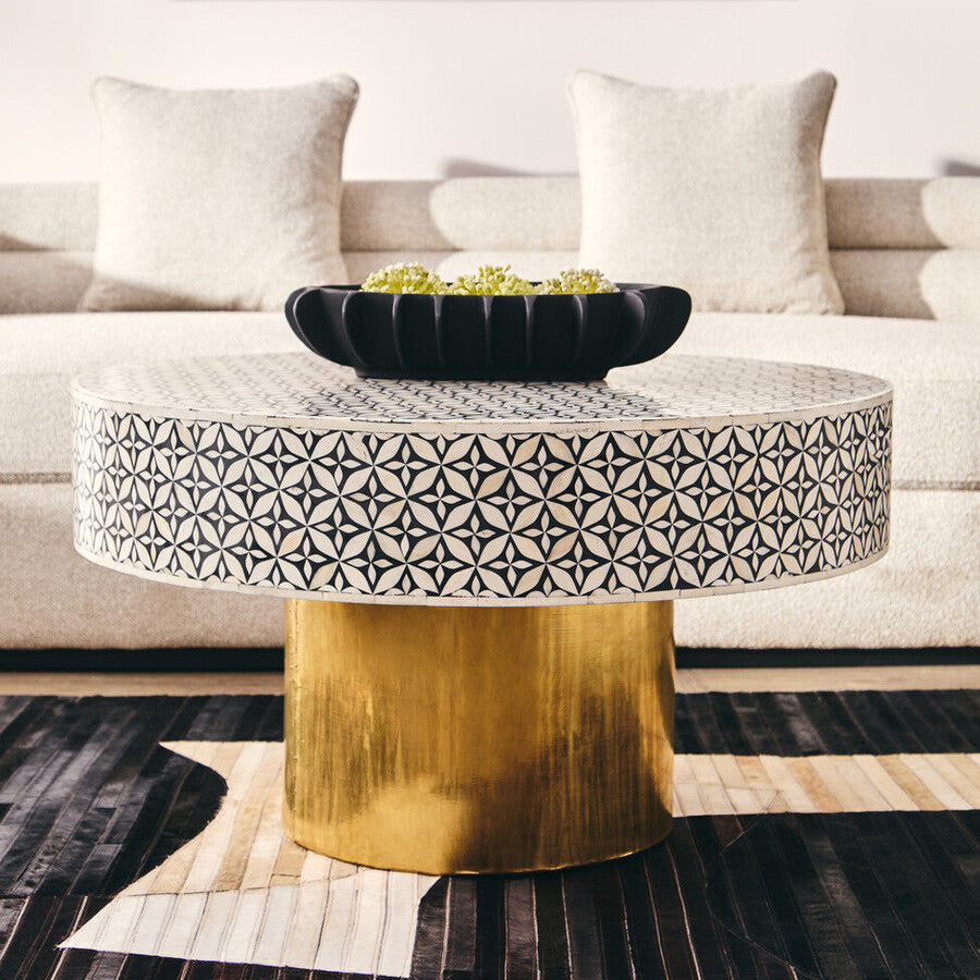 Fusion Round Coffee Table With Gold Base