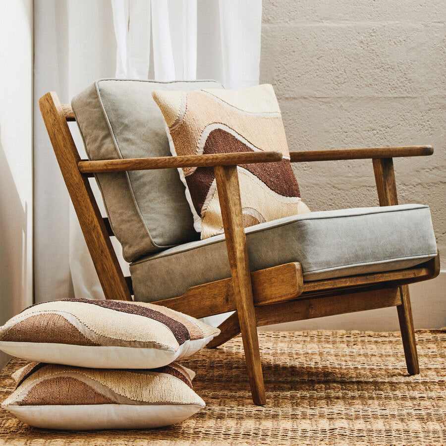 Hector Natural Linen and Oak Wood Armchair - PN Home