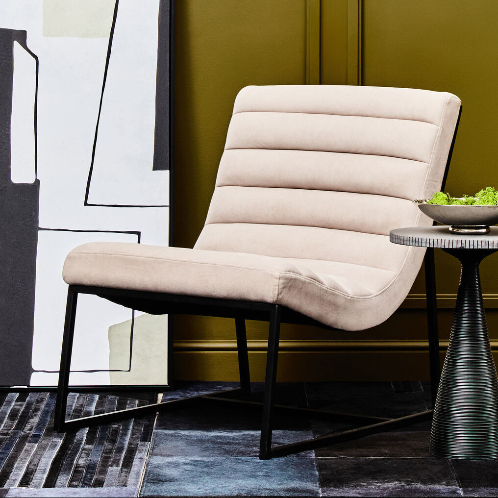Vogue Ivory Velvet  Lounge Chair - PN Home