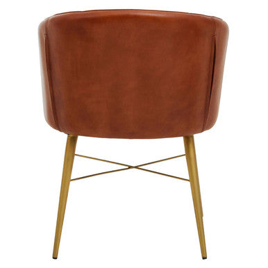 Buffalo Tan Leather Chair With Gold Finish Legs