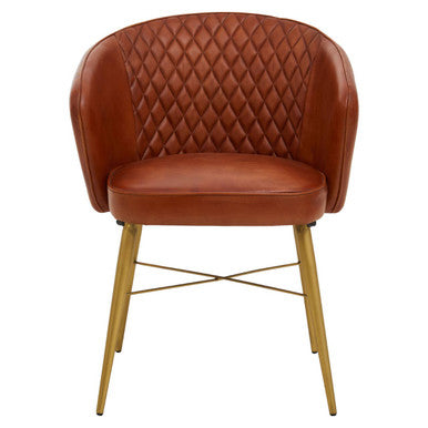 Buffalo Tan Leather Chair With Gold Finish Legs
