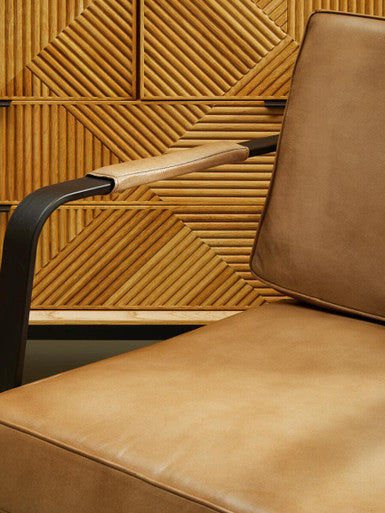 Buffalo Grey Leather Armchair With Black Iron Frame