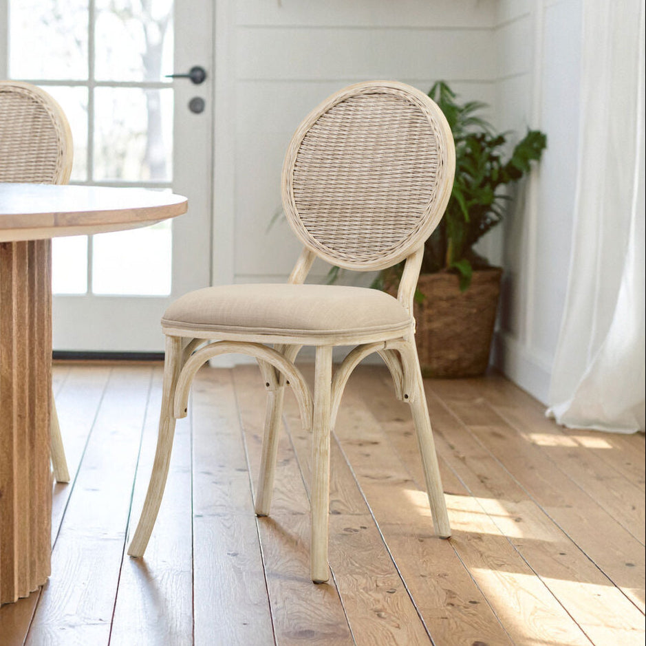 Cebu White Wash Elm Wood Dining Chair - PN Home