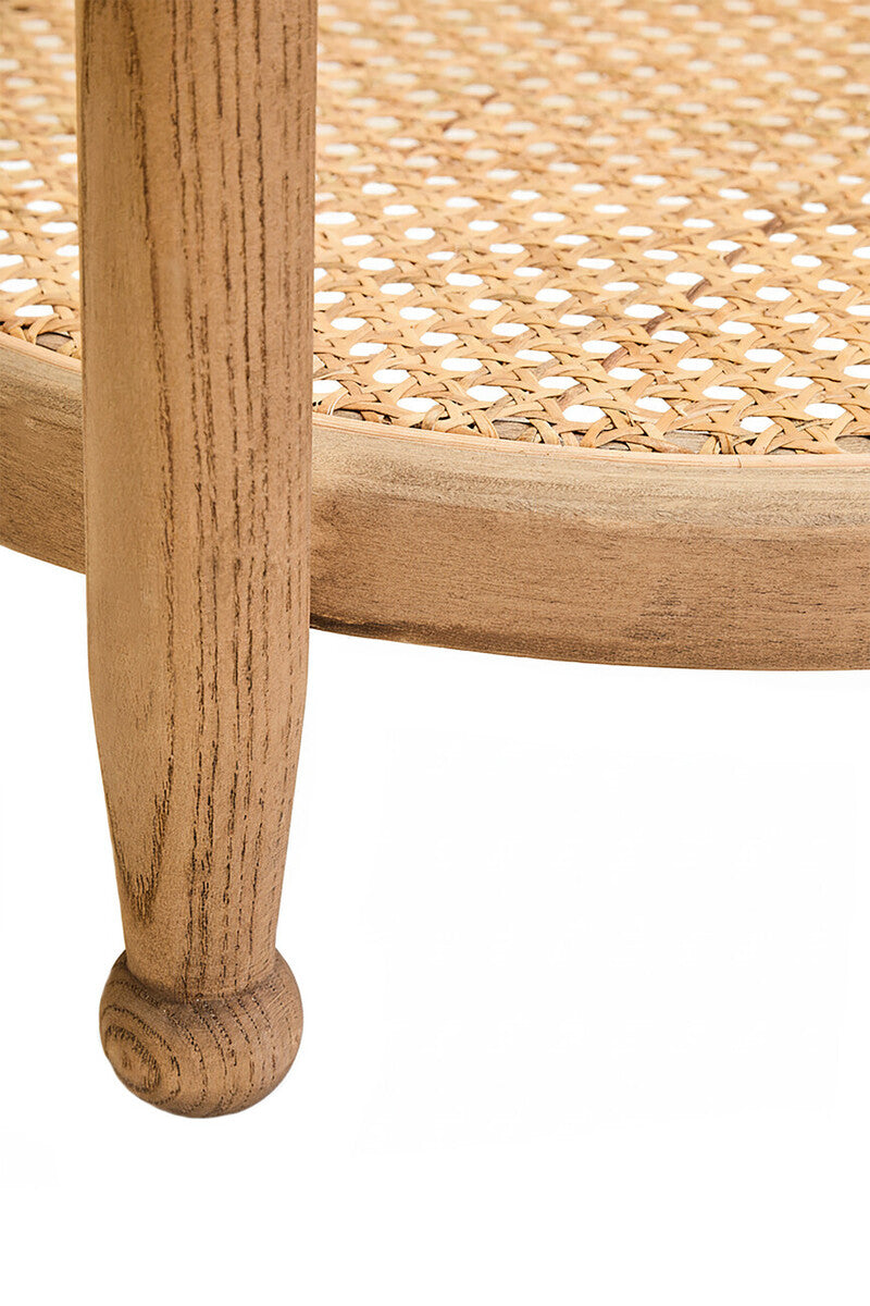 Cebu Natural Cane and Grey Wash Elm Wood Side Table