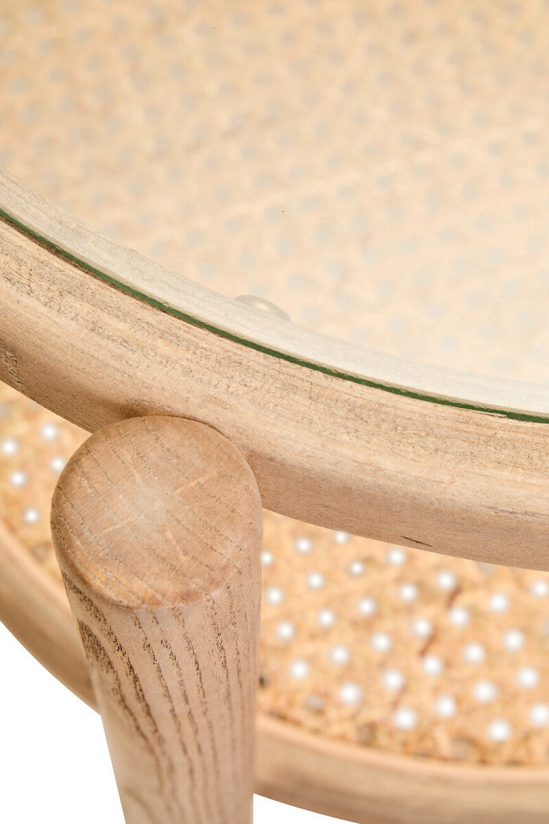 Cebu Natural Cane and Grey Wash Elm Wood Side Table