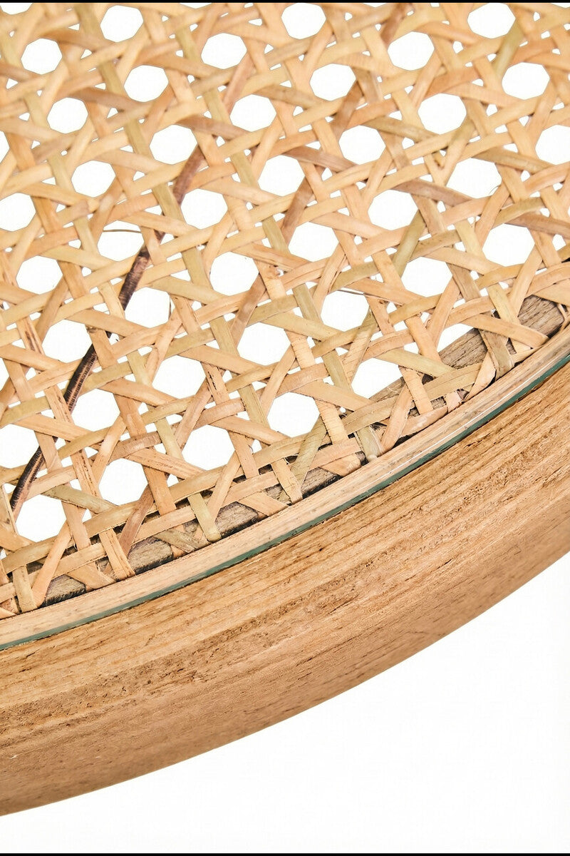 Cebu Natural Cane and Grey Wash Elm Wood Side Table