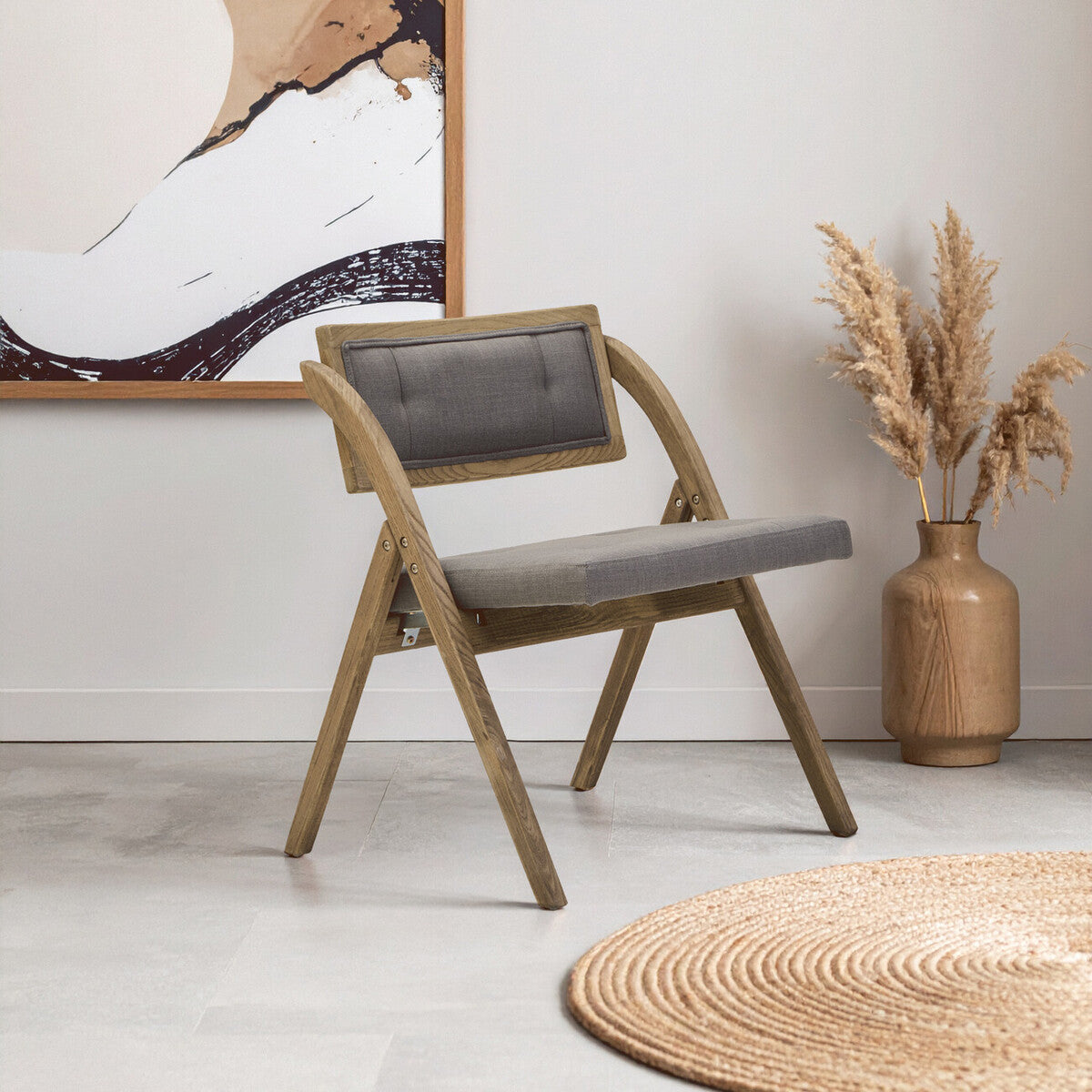 Cebu Grey Wash Elm Wood Folding Chair - PN Home