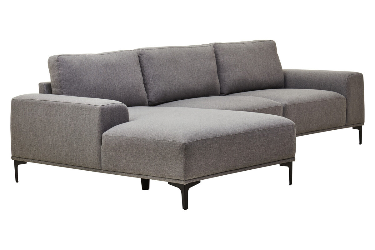 3 Seater Grey Fabric Left Chaise Sofa, Toulon - PN Home