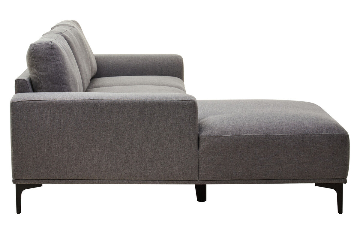 3 Seater Grey Fabric Left Chaise Sofa, Toulon - PN Home