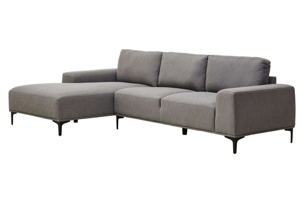 3 Seater Grey Fabric Left Chaise Sofa, Toulon - PN Home