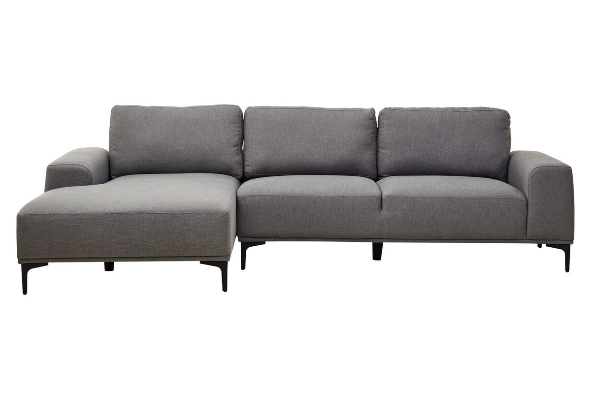 3 Seater Grey Fabric Left Chaise Sofa, Toulon - PN Home