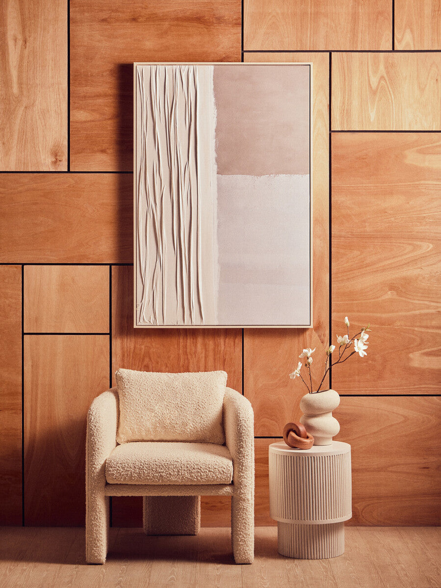 Ozzero Ivory Boucle Curved Armchair - PN Home