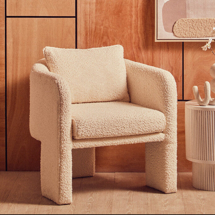 Ozzero Ivory Boucle Curved Armchair - PN Home