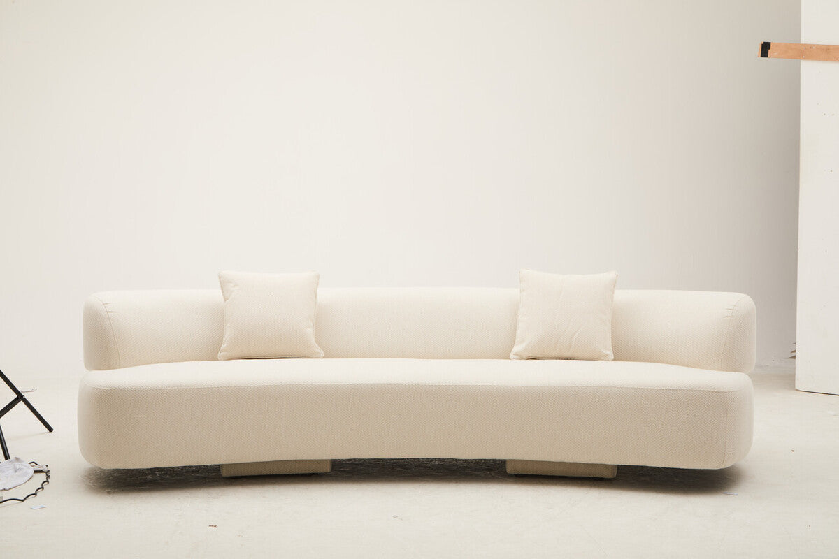 Ozzano Cream Linen Fabric 3 Seater Sofa