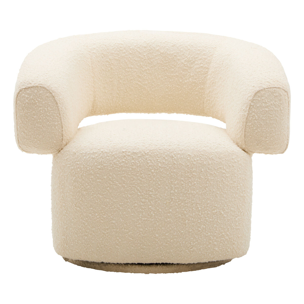 Oliveto Ivory Boucle Curved Swivel Armchair - PN Home