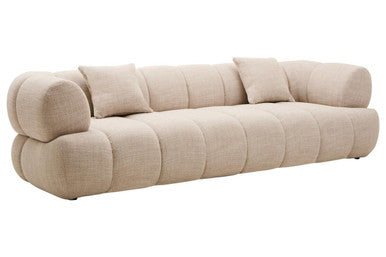 Ordona Cream Linen Fabric 3 Seater Sofa