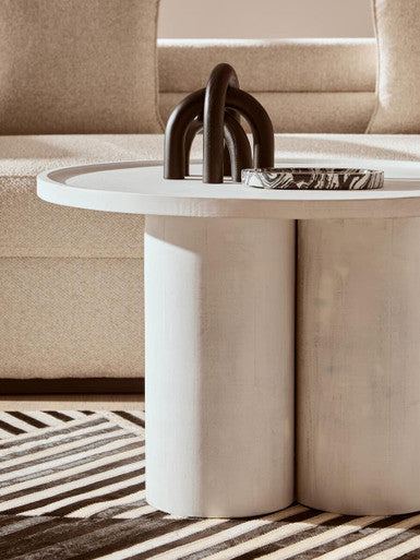 Walsa Whitewash Mango Wood Column Detail Coffee Table - PN Home