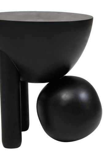 Walsa Black Finish Mango Wood Ball Detail Side Table