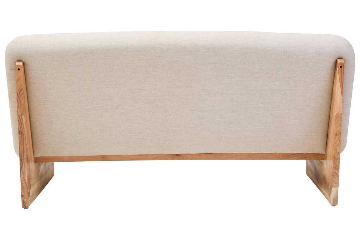 Parova Two Seater Linen Texture Armless Sofa With Wood Base