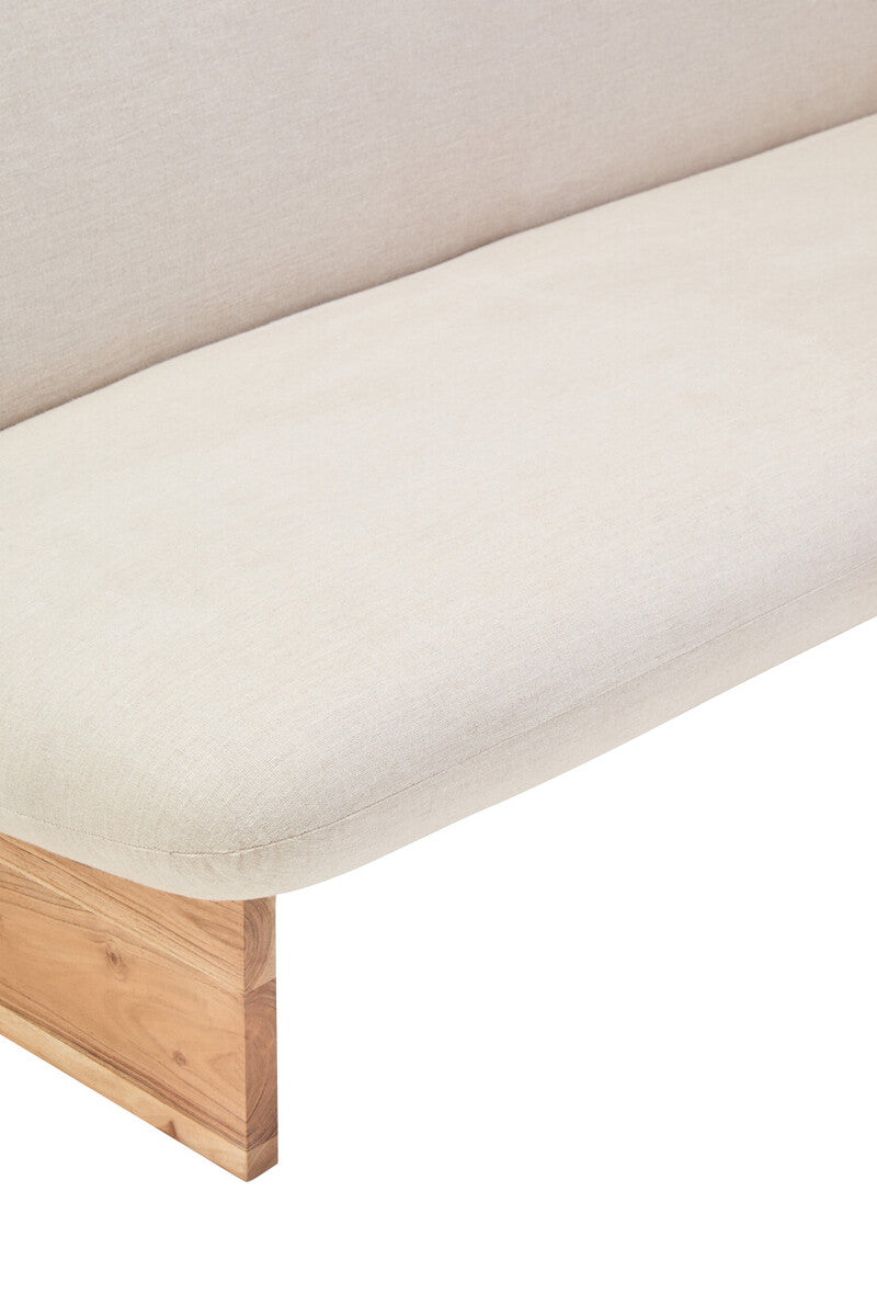 Parova Two Seater Linen Texture Armless Sofa With Wood Base