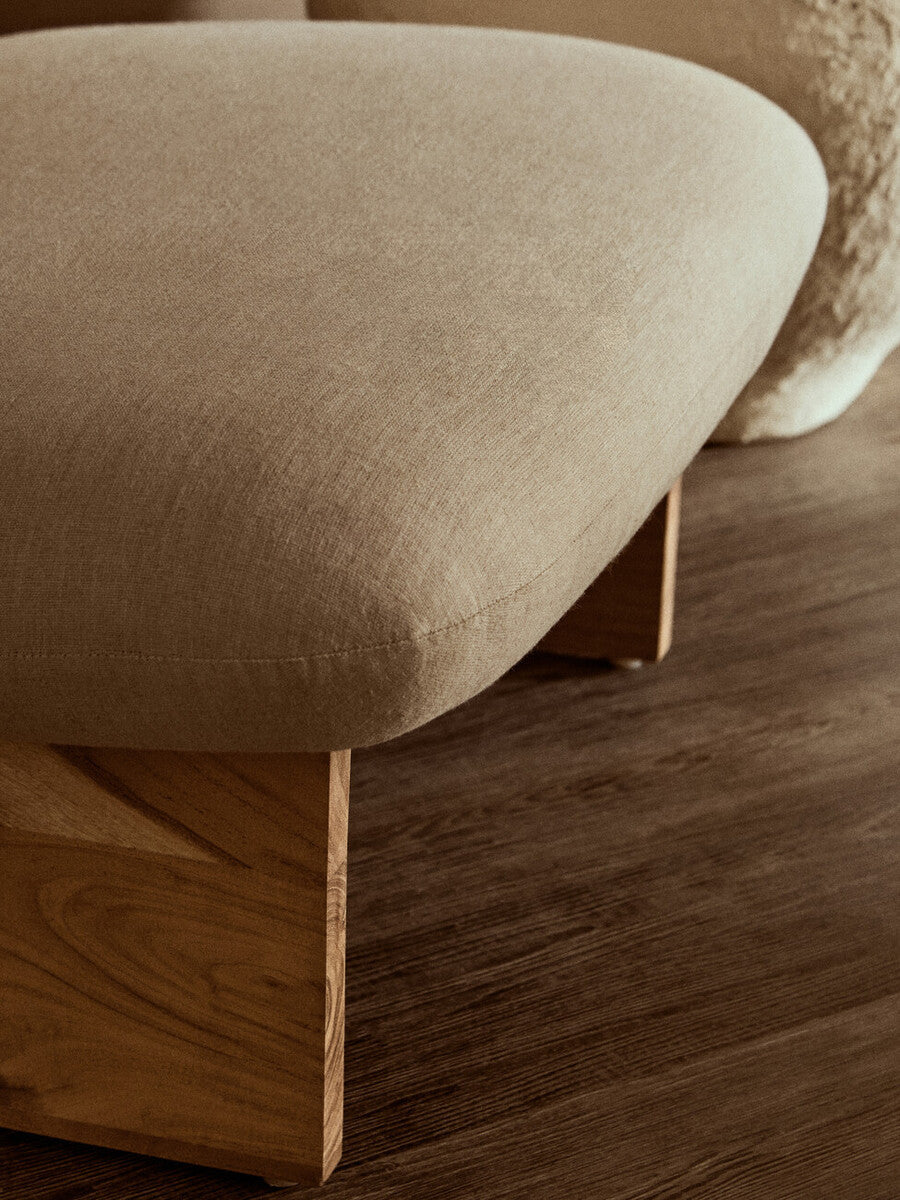 Parova Cream Linen Textured Armless Chair With Wood Base - PN Home